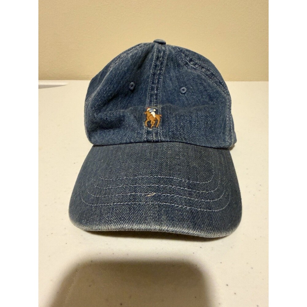 Polo Ralph Lauren Denim Baseball Cap Brown  Pony Logo One Size 59cm Cotton Hat